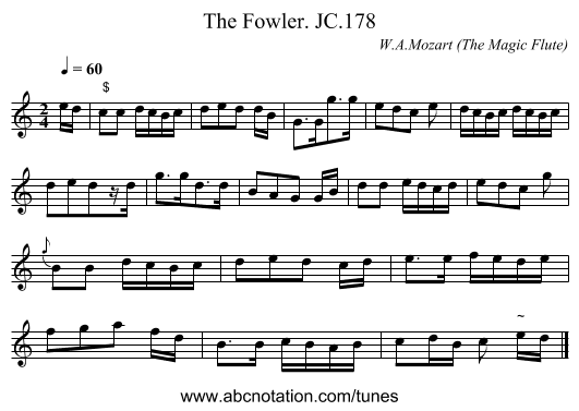Fowler. JC.178, The - staff notation