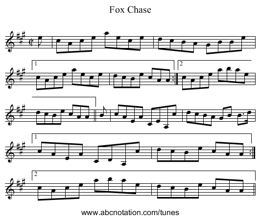 Fox Chase - staff notation