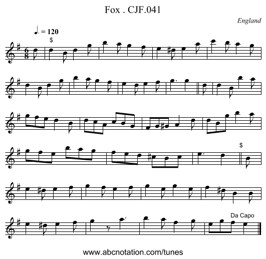 Fox . CJF.041 - staff notation