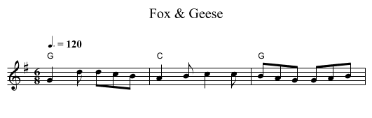 Fox & Geese - staff notation