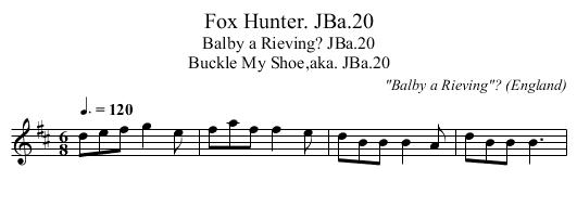 Fox Hunter. JBa.20 - staff notation
