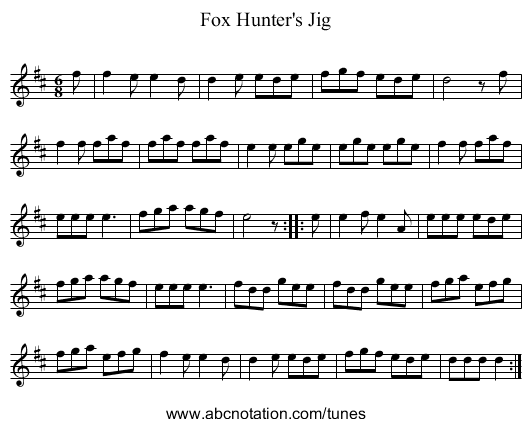 Fox Hunter's Jig - staff notation