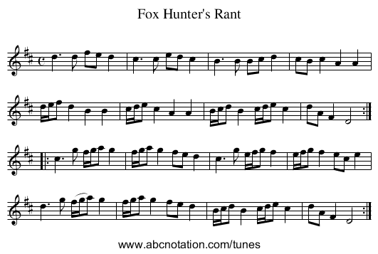 Fox Hunter's Rant - staff notation