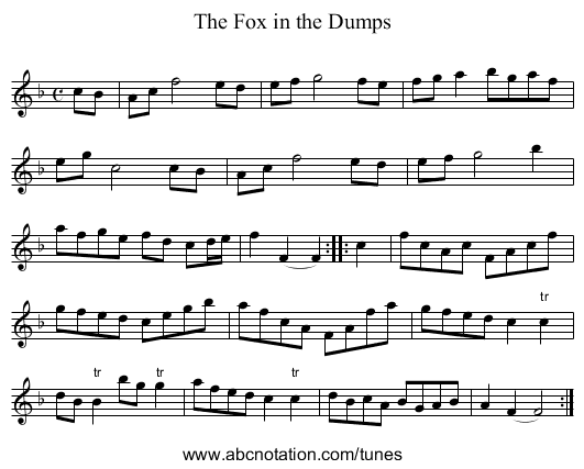 Fox in the Dumps, The - staff notation