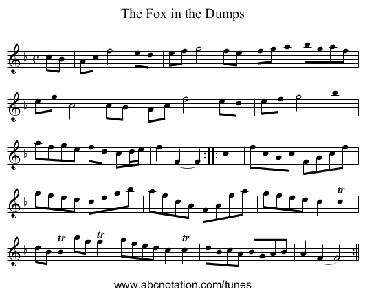 Fox in the Dumps, The - staff notation