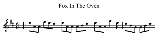 Fox In The Oven - staff notation