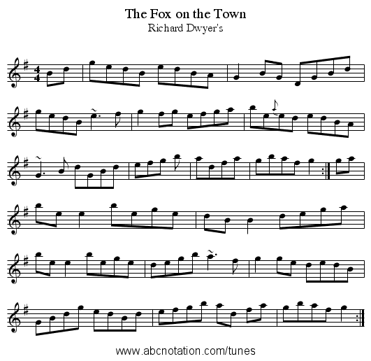 Fox on the Town, The - staff notation