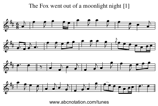 Fox went out of a moonlight night [1], The - staff notation