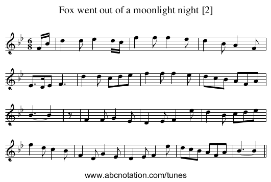 Fox went out of a moonlight night [2] - staff notation
