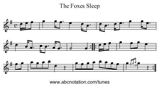Foxes Sleep, The - staff notation