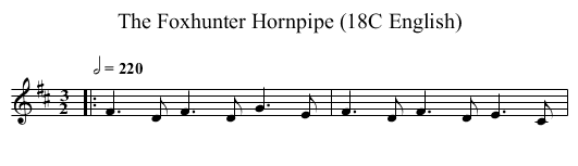 Foxhunter Hornpipe (18C English), The  - staff notation