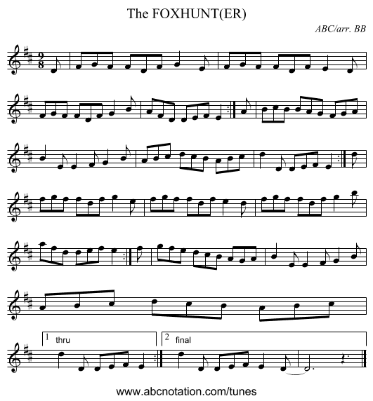 FOXHUNT(ER), The - staff notation
