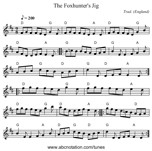 Foxhunter's Jig, The - staff notation