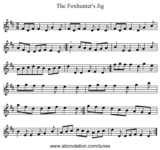 Foxhunter's Jig, The - staff notation