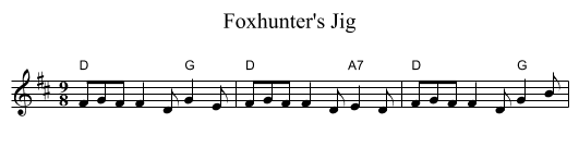 Foxhunter's Jig - staff notation