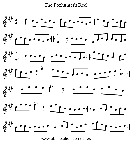 Foxhunter's Reel, The - staff notation