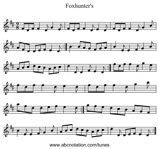 Foxhunter's - staff notation