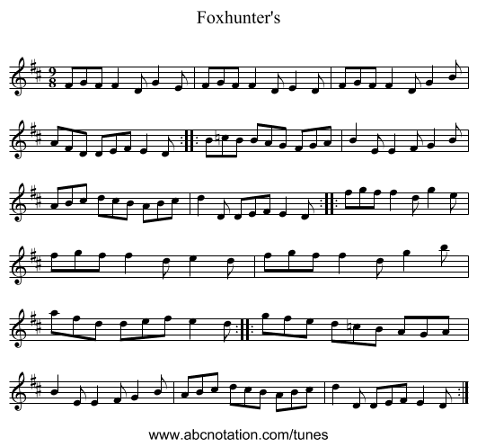 Foxhunter's - staff notation