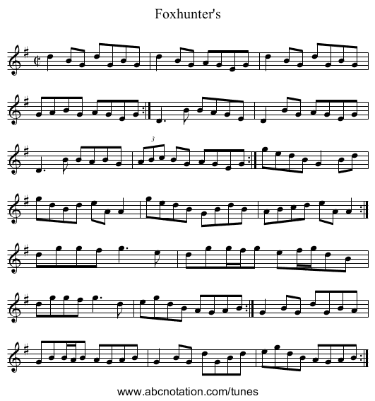 Foxhunter's - staff notation