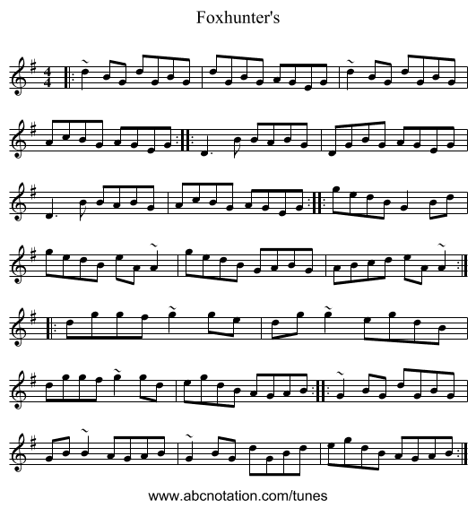 Foxhunter's - staff notation