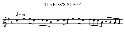 FOX'S SLEEP, The - staff notation