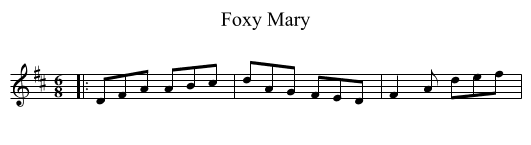 Foxy Mary - staff notation