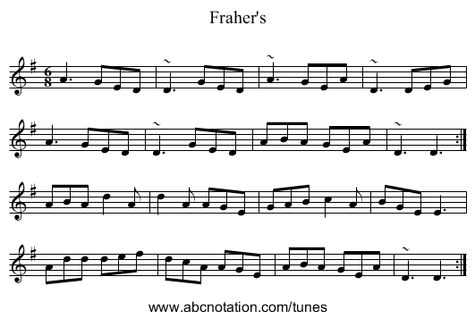 Fraher's - staff notation