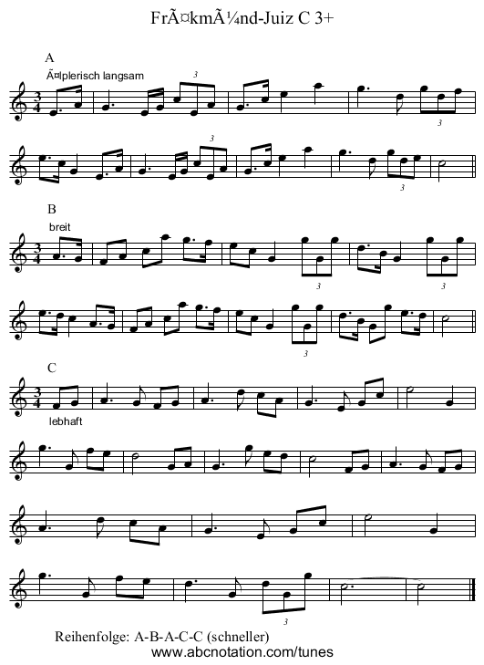 FrÃ¤kmÃ¼nd-Juiz C 3+ - staff notation