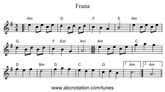 Frana - staff notation