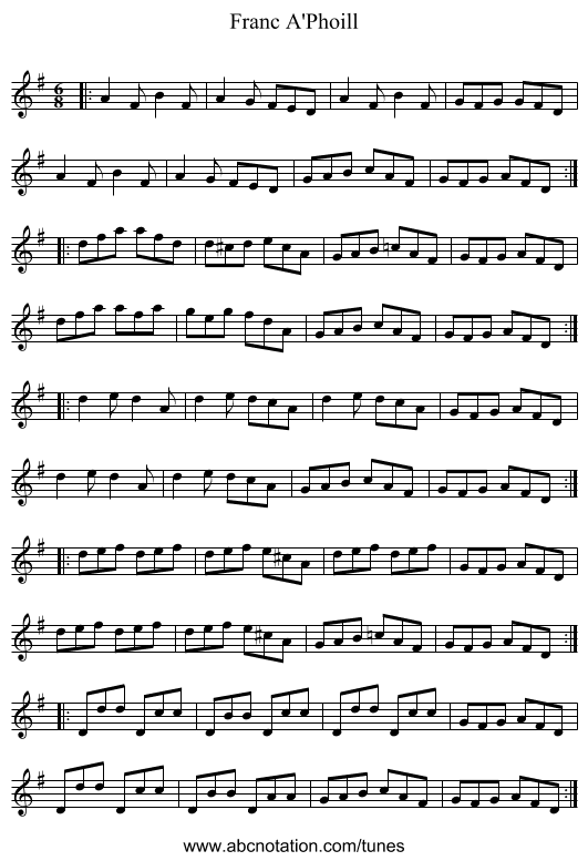 Franc A'Phoill - staff notation