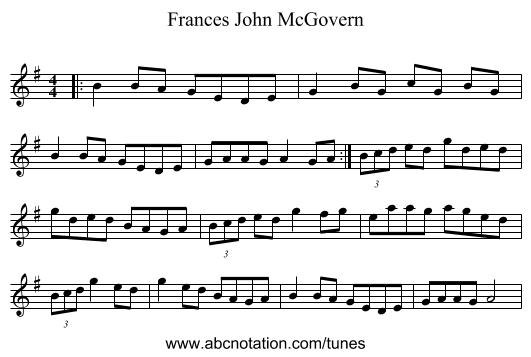 Frances John McGovern - staff notation