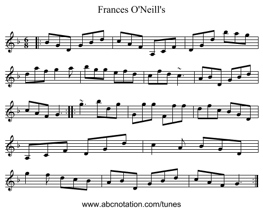 Frances O'Neill's - staff notation