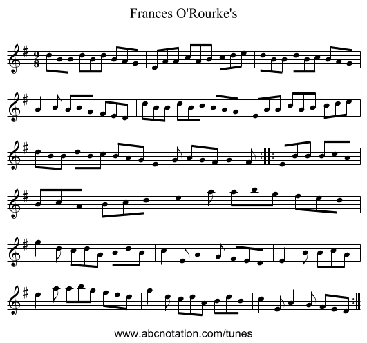Frances O'Rourke's - staff notation