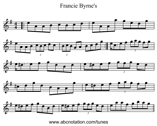 Francie Byrne's - staff notation