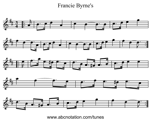 Francie Byrne's - staff notation