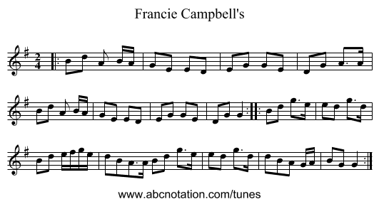 Francie Campbell's - staff notation