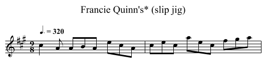 Francie Quinn's* (slip jig) - staff notation