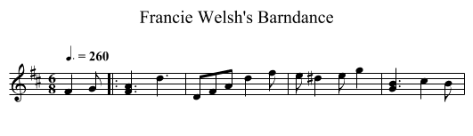 Francie Welsh's Barndance - staff notation