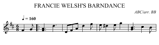 FRANCIE WELSH'S BARNDANCE - staff notation