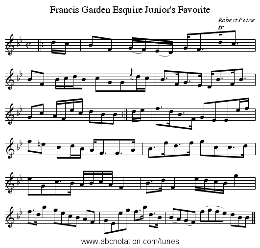 Francis Garden Esquire Junior's Favorite - staff notation