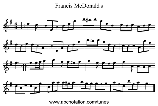 Francis McDonald's - staff notation