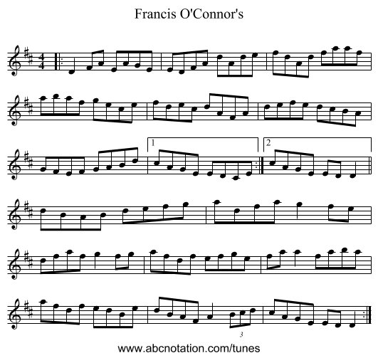Francis O'Connor's - staff notation