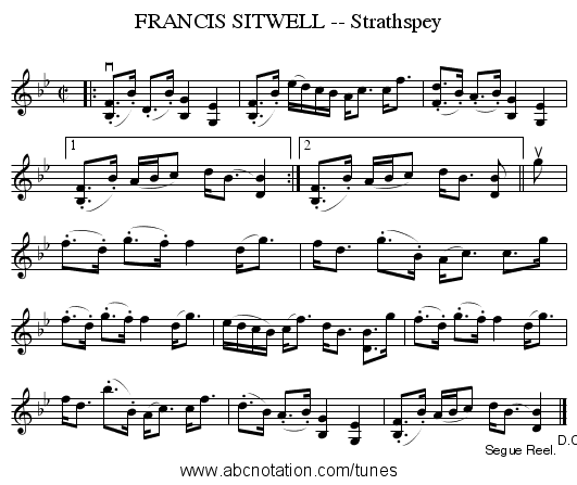 FRANCIS SITWELL -- Strathspey - staff notation