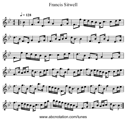 Francis Sitwell - staff notation