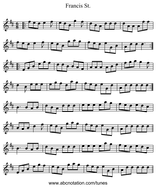 Francis St. - staff notation
