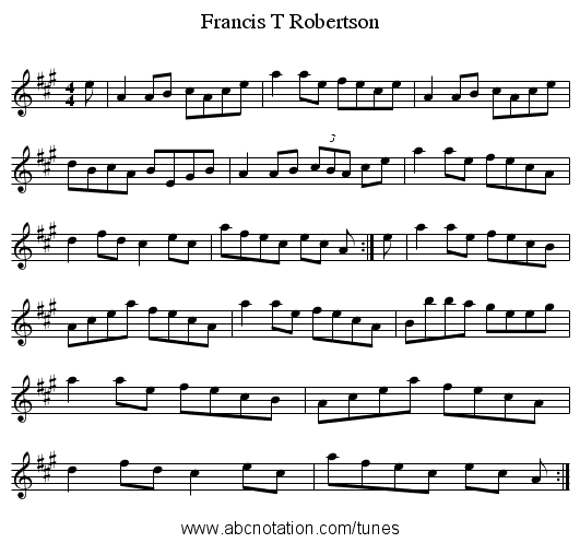 Francis T Robertson - staff notation