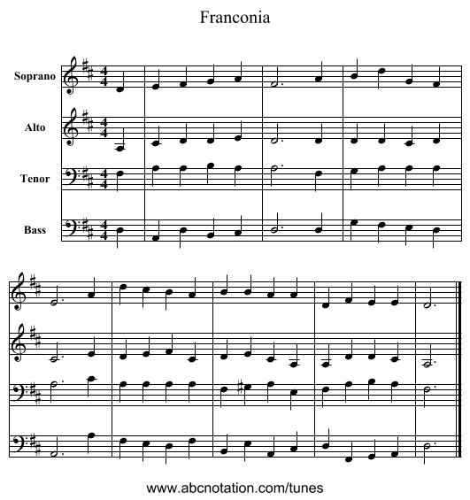 Franconia - staff notation