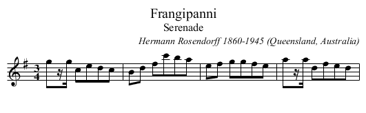 Frangipanni - staff notation
