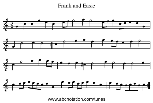Frank and Easie - staff notation