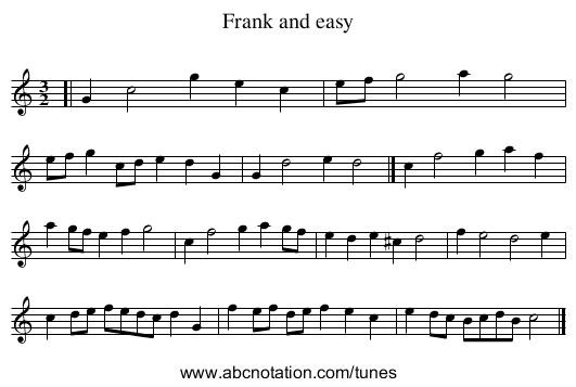 Frank and easy - staff notation